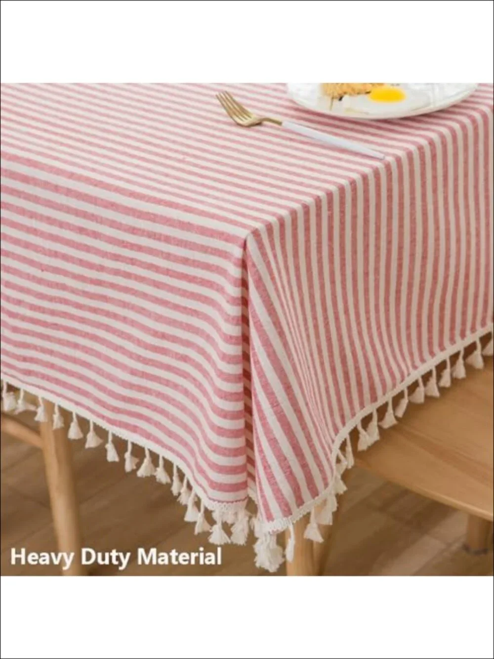 Rectangular Cloth Tablecloth Striped Boho Tassel Dining Table Cover 55x86